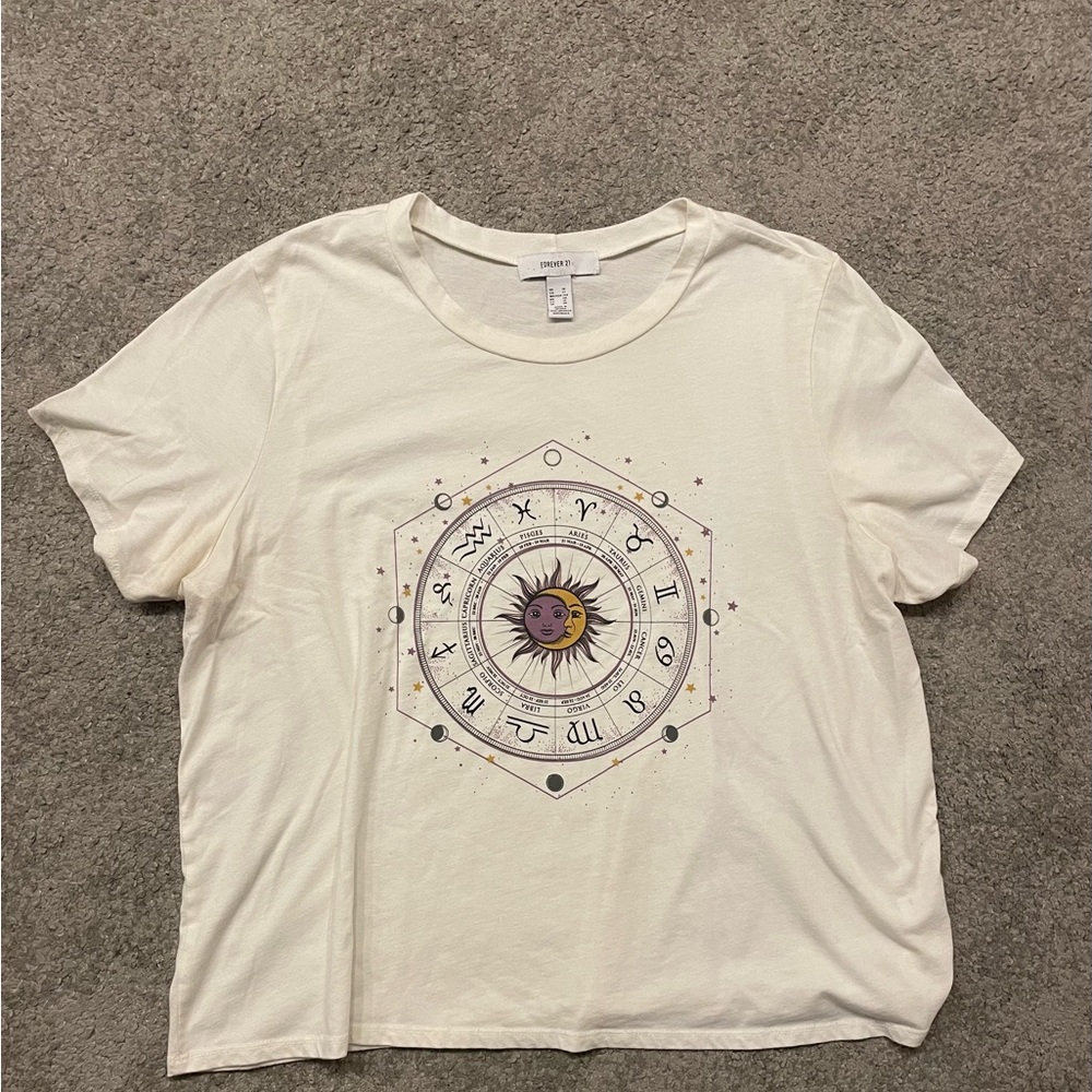 H&M Cream Zodiac Graphic Tee
